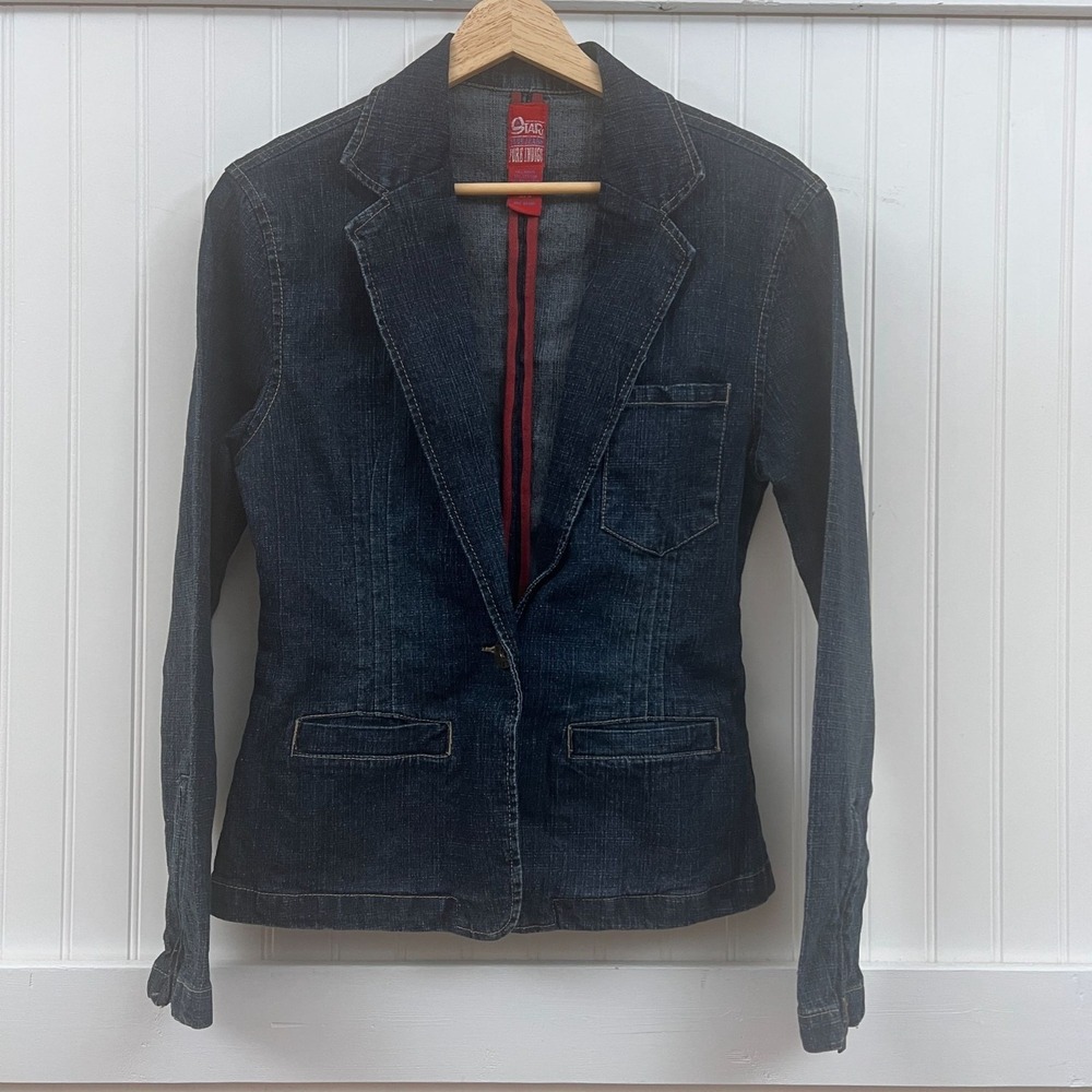 Star Jeans Denim Jacket Women's Blue Rory Gilmore Blazer Y2K Button Pockets M